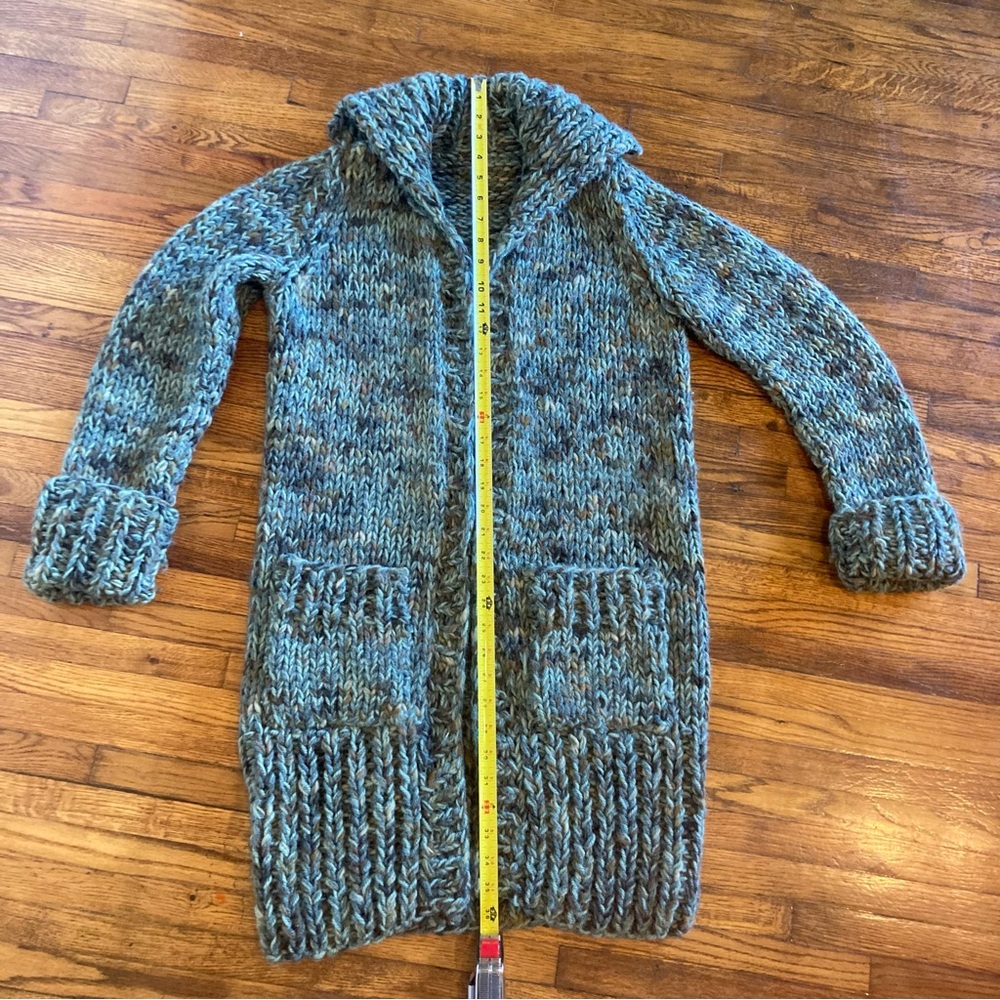 Green chunky cardigan sweater